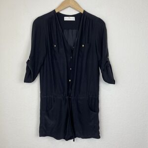 Amanda Uprichard Silk Romper S Black Old Money Preppy Quiet Luxury